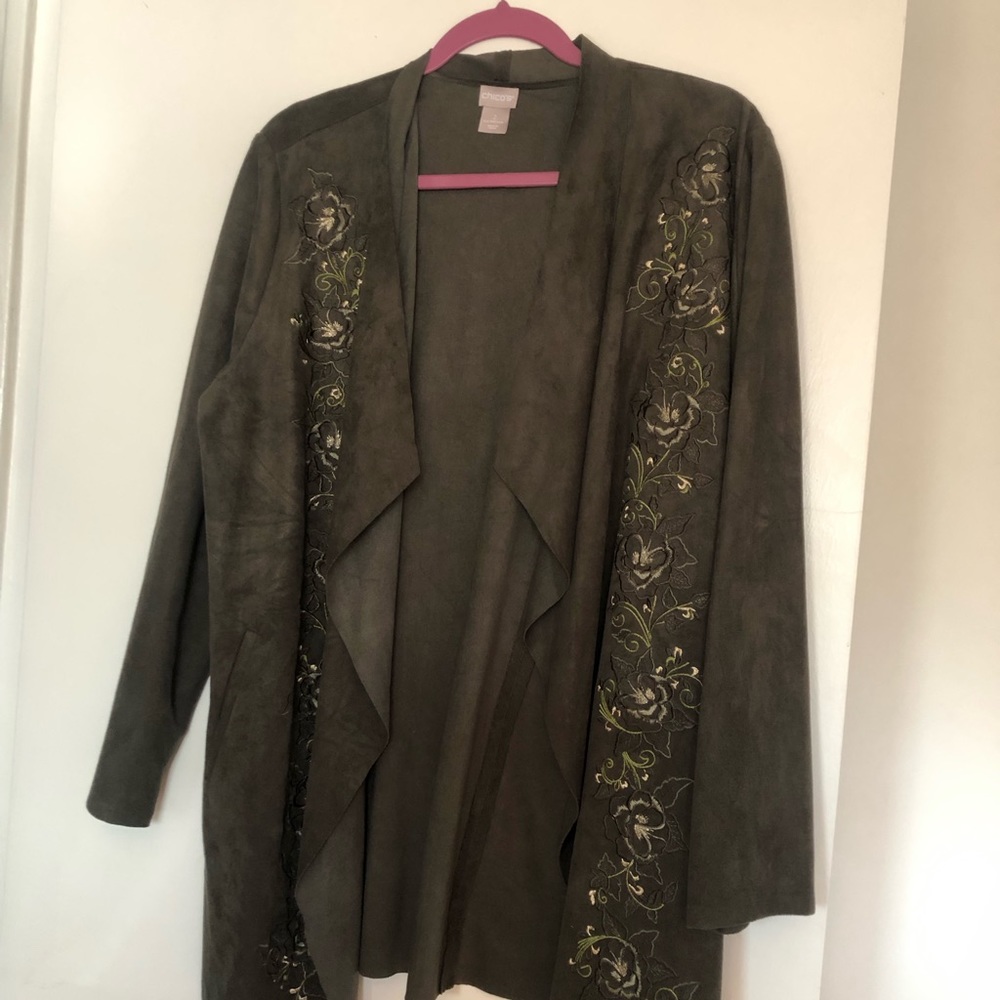 Chico’s Suede Green cardigan/duster